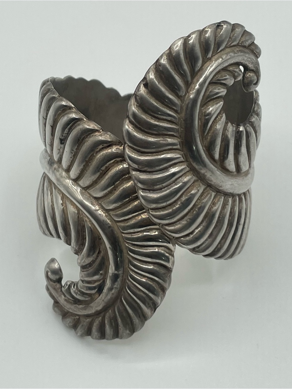 Taxco Sculpted Scroll Cuff Bracelet - Silver - Picture 1 of 7